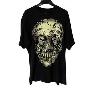 Vintage Halloween Spooky Skull Reaper Black Glow in the Dark Shirt